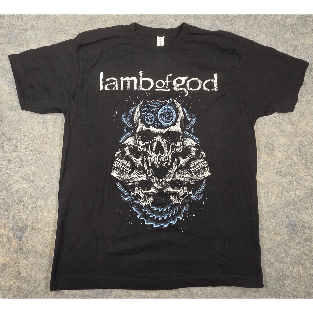 Lamb of God Band Tee Black Skulls Graphic T-Shirt Mens Large Rare Metal Rock